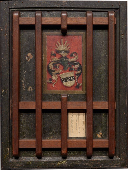 Coat of Arms with Wooden Grille and Gallery Label