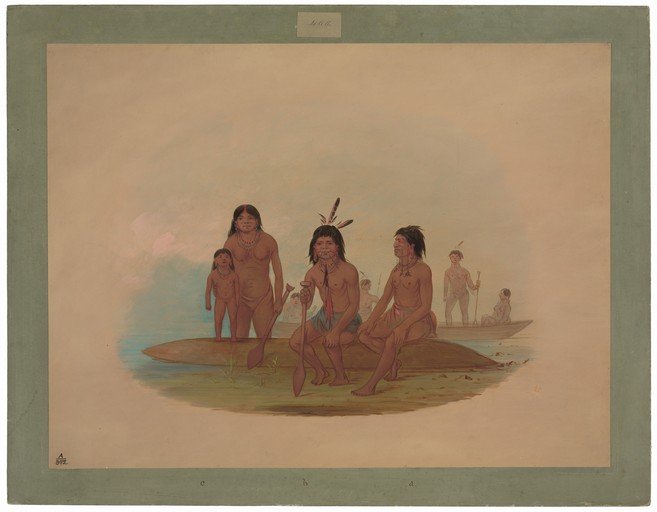 Indigenous People in a Canoe