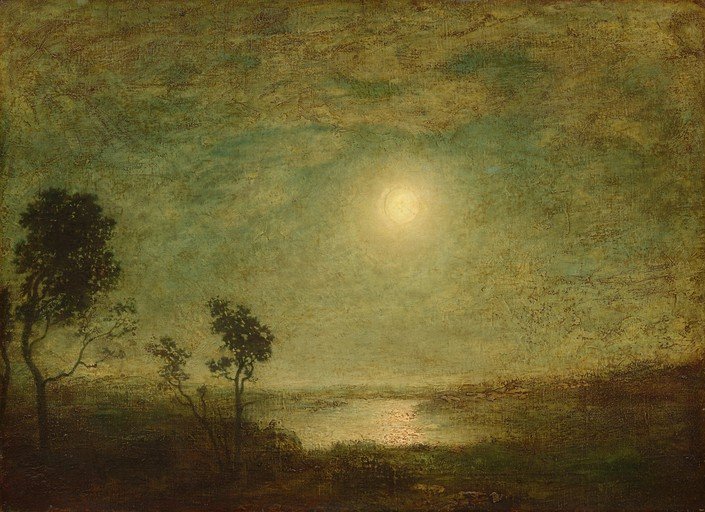 Moonlit Landscape with Trees and Water