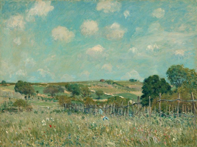 Impressionist Landscape with Figures and Fence