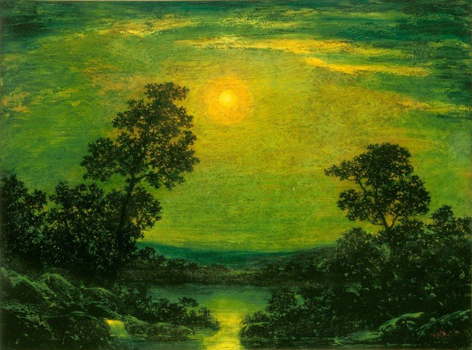 Luminous Landscape with Sunlit Lake and Trees