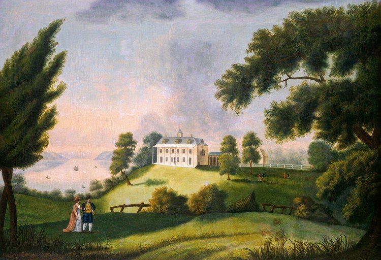 Estate Landscape with Couple and Mansion