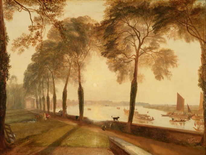 River Scene with Boats and Trees