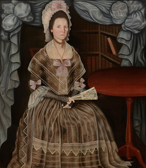 Portrait of a Woman in 18th-Century Attire with Fan