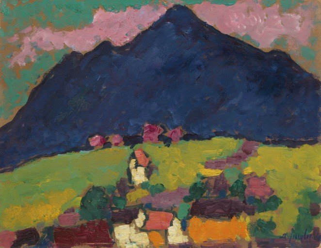 Impressionist Mountain Landscape with Village