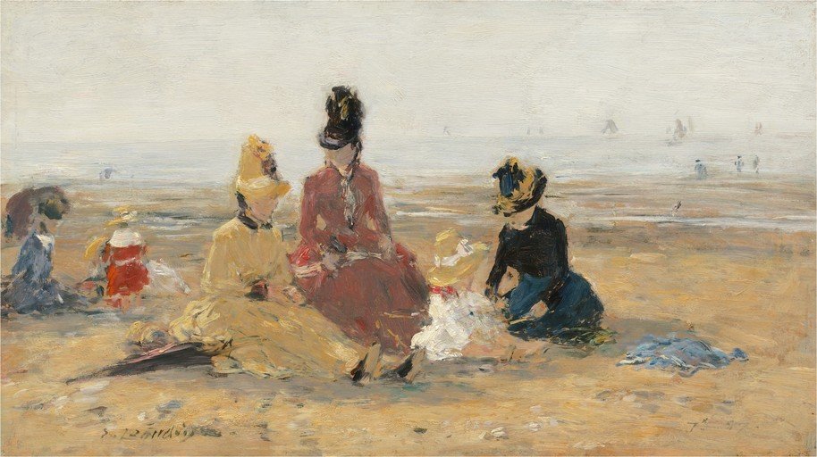 Impressionist Beach Scene with Figures