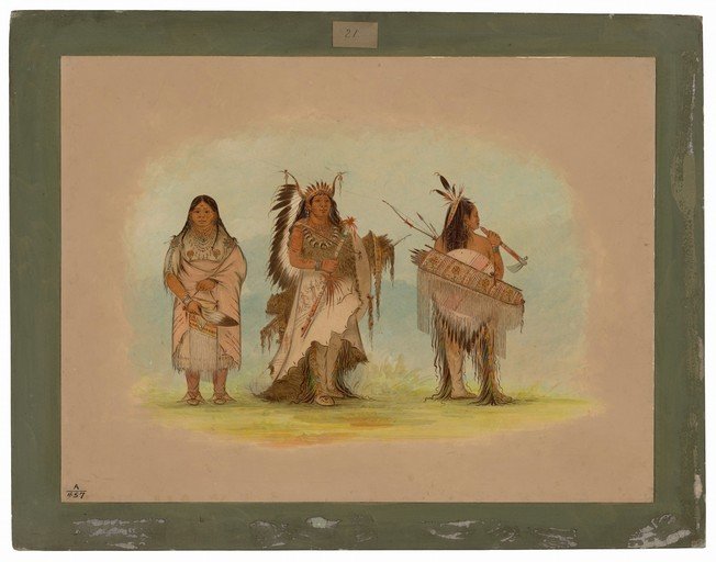 Native American Figures in Traditional Attire