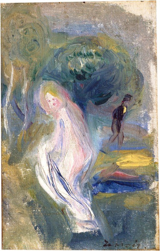 Impressionist Painting of a Woman and a Man in a Garden