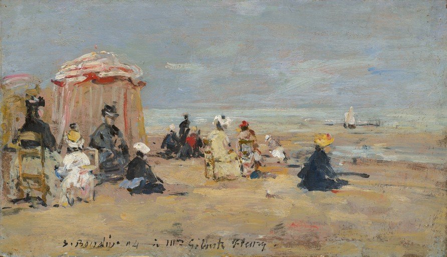 Beach Scene with Figures and Beach Tent