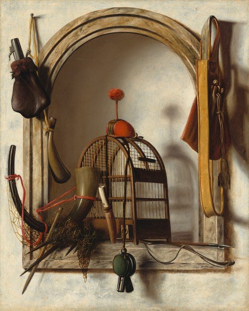 Still Life with Hunting Trophies and Birdcage