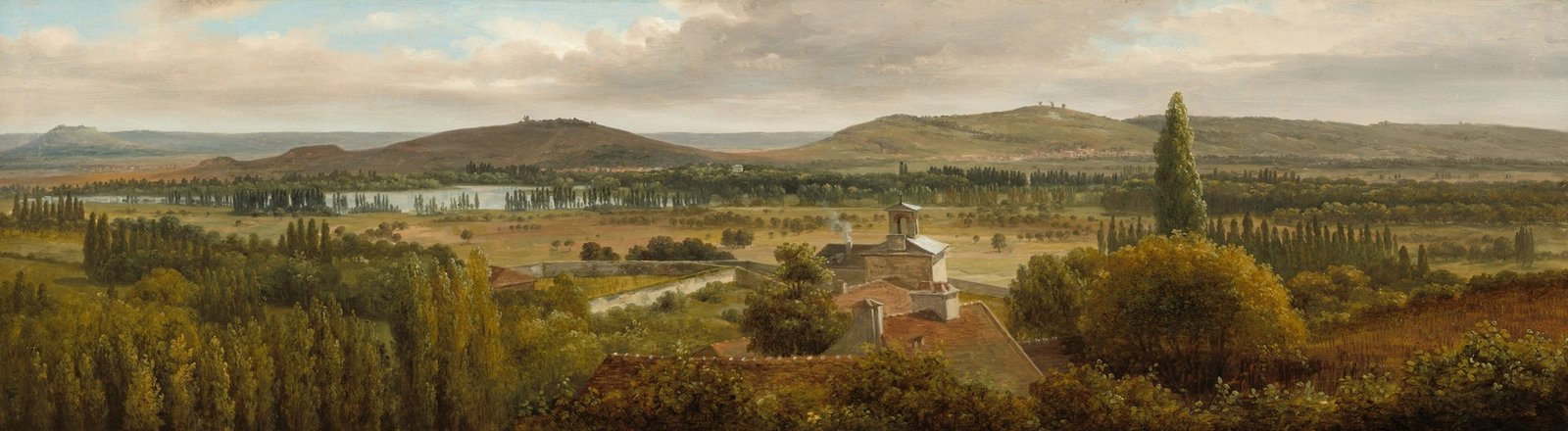 Panoramic Landscape with Italian Villa and Lake
