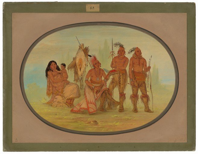 Native American Family and Warriors in a Landscape