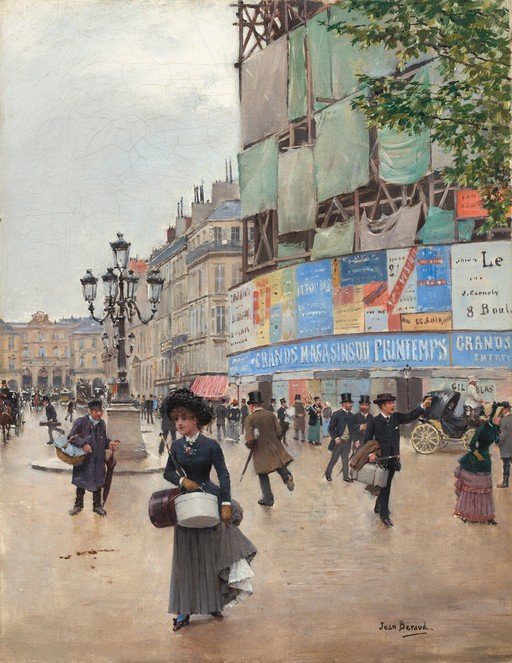 Parisian Street Scene with Department Store Under Construction
