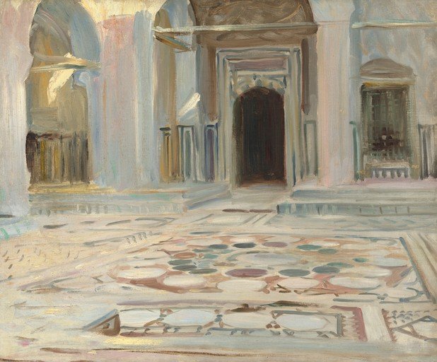 Impressionist Courtyard with Mosaic Floor
