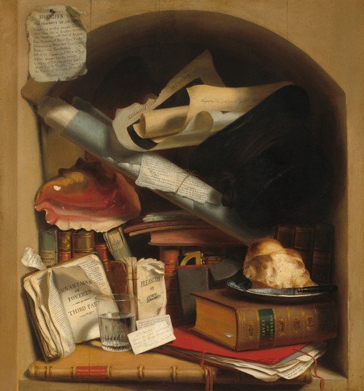 Still Life with Books, Papers, and Bread