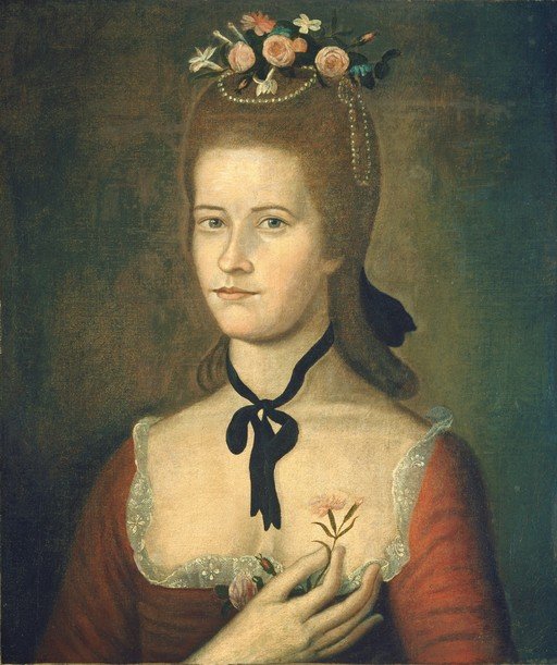 Portrait of a Woman with Flowers in Her Hair and Hand