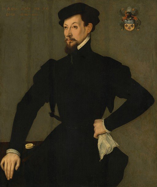 Portrait of a Man in Black with a Beard and Cap