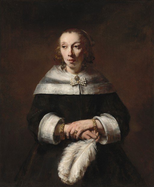 Portrait of a Woman Holding a Feather