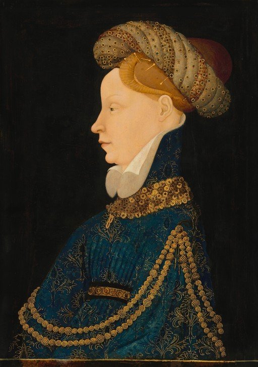 Portrait of a Young Woman in Elaborate Tudor Attire