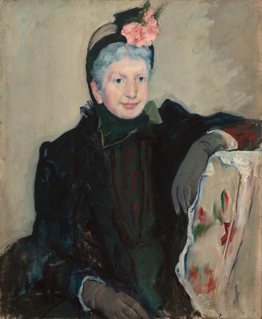 Portrait of a Woman in a Hat with a Pink Flower