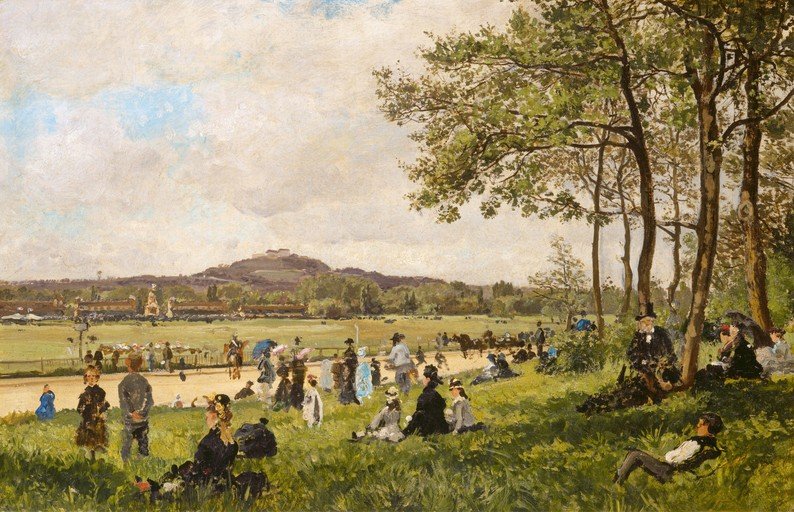 Impressionist Scene of a Racecourse with Spectators