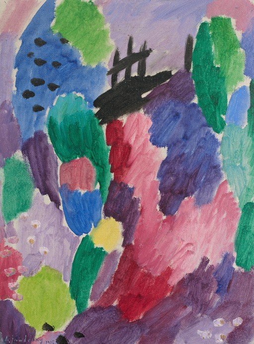 Abstract Landscape Painting with Vibrant Colors