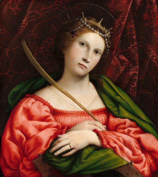 Portrait of a Young Woman with a Crown and Palm Frond