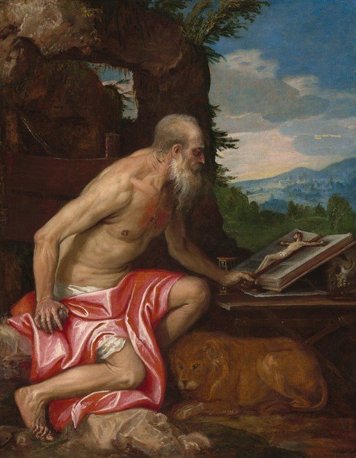 Saint Jerome in the Wilderness with a Lion