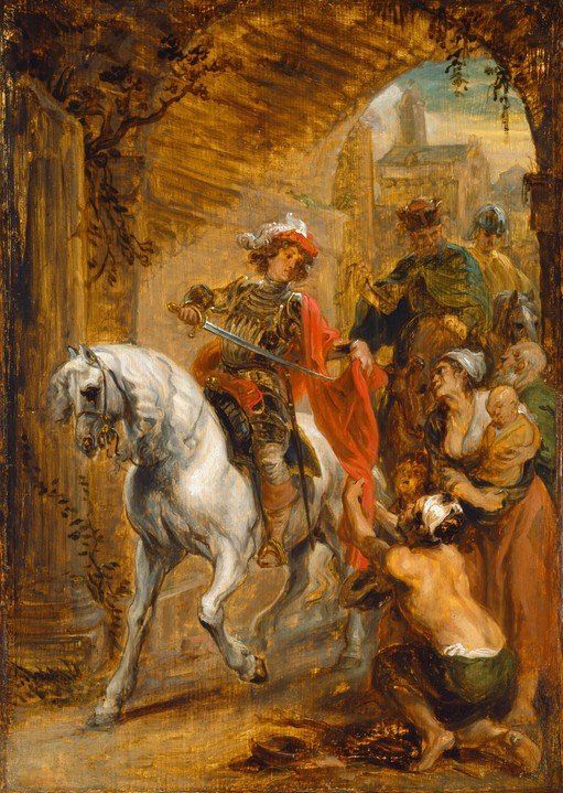 Equestrian Portrait of a Knight with a Crowd