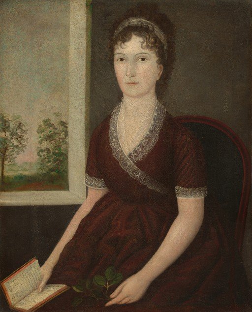Portrait of a Woman with a Book and Rose