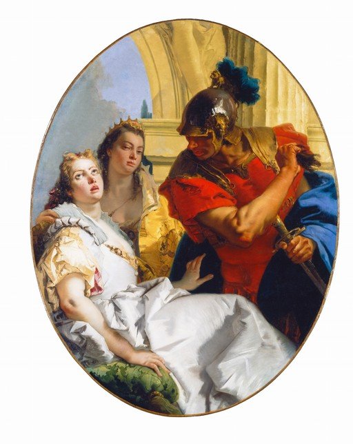 Roman Soldier Threatens a Woman with a Sword