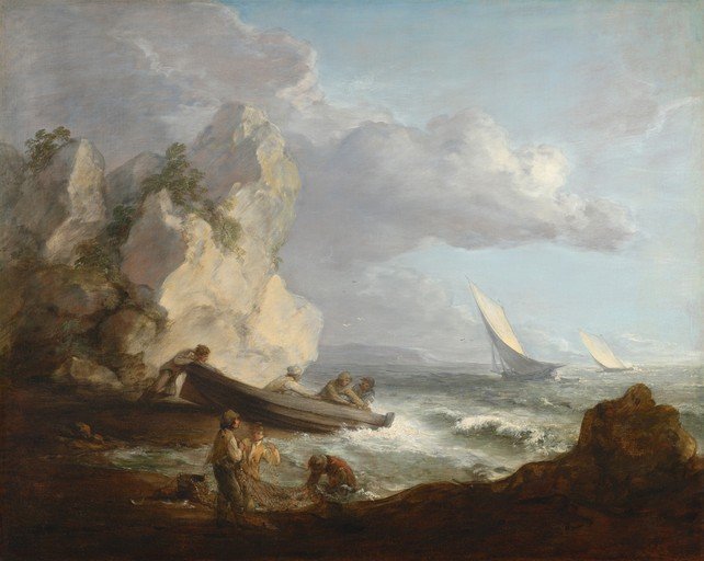 Fishermen Launching a Boat