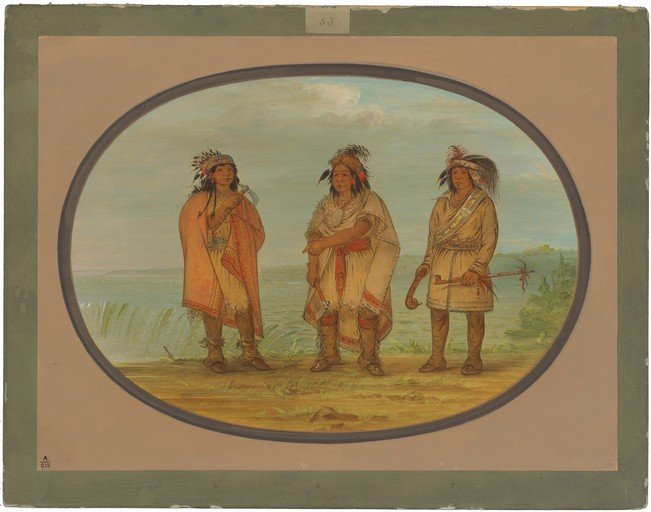 Three Native American Men in Traditional Attire