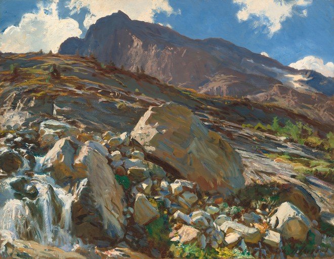 Alpine Landscape with Stream and Mountain