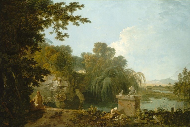 Pastoral Landscape with Figures and Fountain