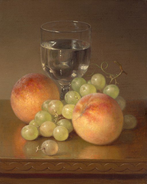 Still Life with Peaches, Grapes, and Water