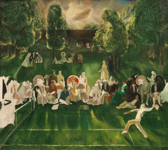 Impressionist Tennis Match in a Lush Garden