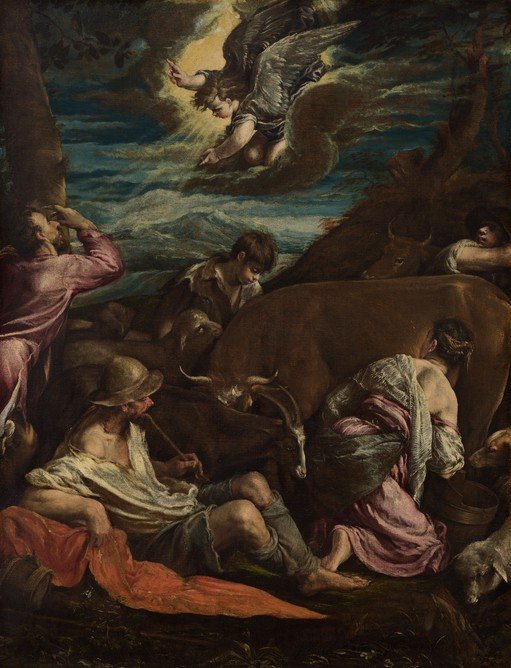 Angel Appears to Shepherds in a Dramatic Landscape