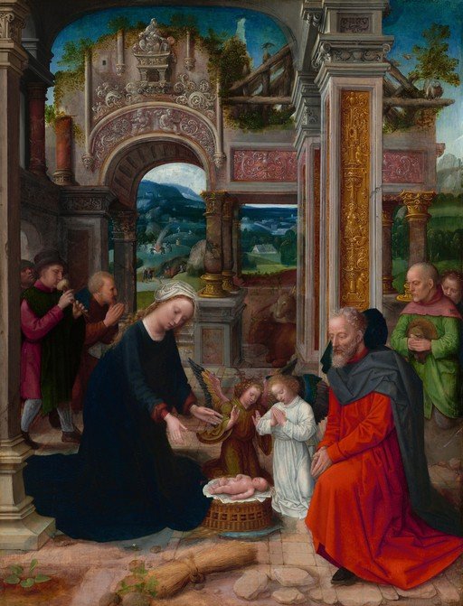 Nativity Scene with Angels and Shepherds