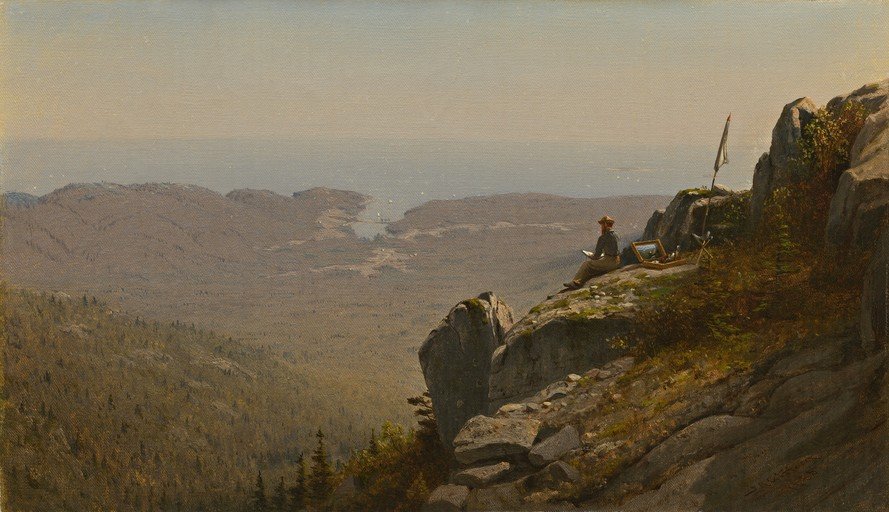 Artist Painting a Mountain Landscape