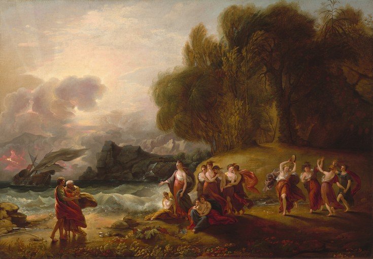Classical Scene with Shipwreck and Dancing Figures
