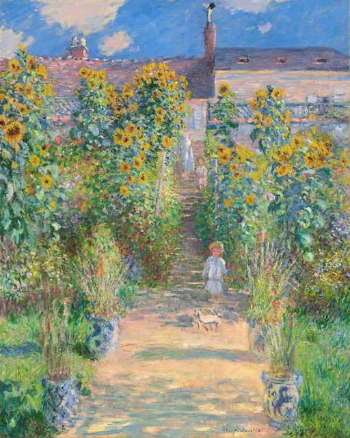 Garden Path with Sunflowers and Children