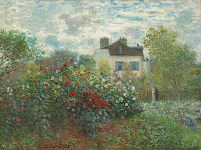 Monet's Garden with Dahlias and House