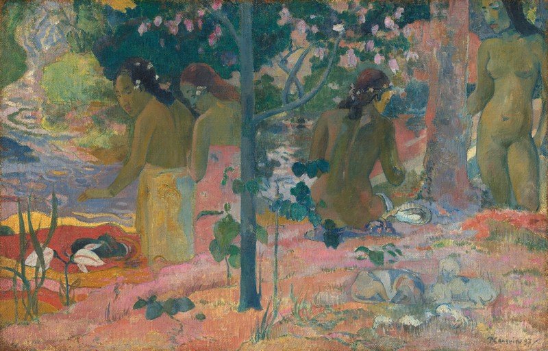 Tahitian Women in a Tropical Landscape