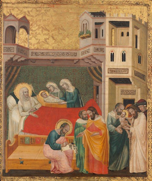 Nativity Scene with Saints and Angels