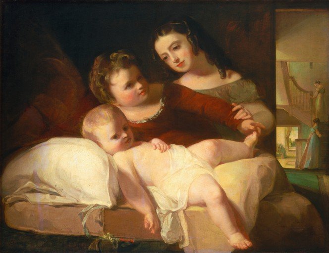 Mother and Children in an Interior