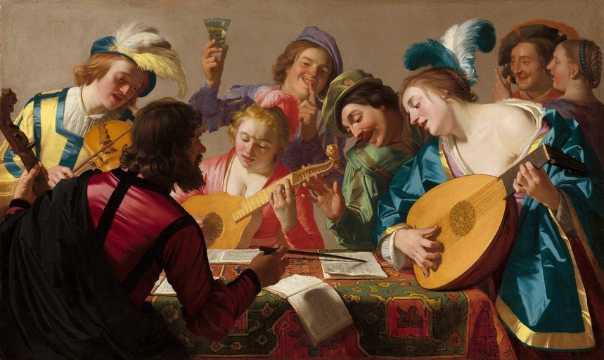 Baroque Musicians Playing Lutes and Violin