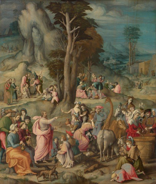 Biblical Scene with Numerous Figures and Animals