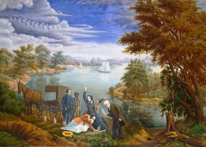19th Century Scene of Distress by a River