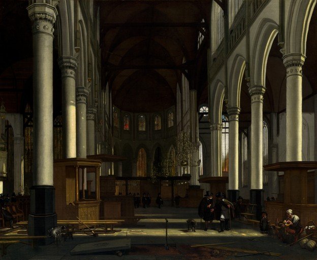 Interior of a Dutch Church with Figures